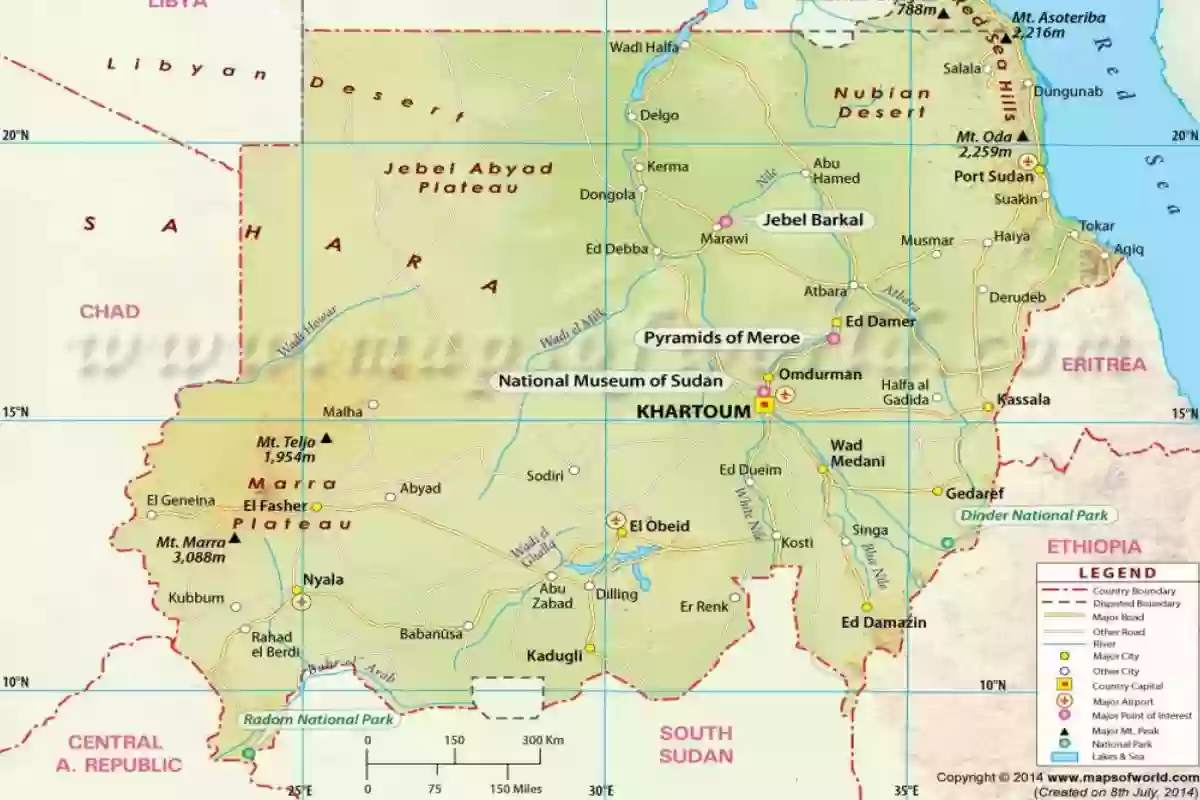 خريطة ولايات السودان كاملة وأهم المعلومات عنها